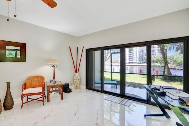 living area featuring a wealth of natural light