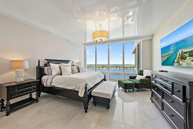 bedroom with a water view