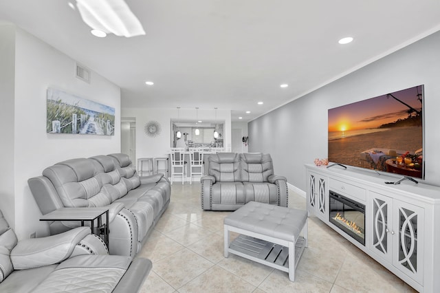 view of tiled living room