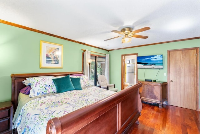 5405 Duckweed Rd, Wellington, FL 33449 - bedroom featuring ceiling fan, crown molding, and dark hardwood / wood-style floors