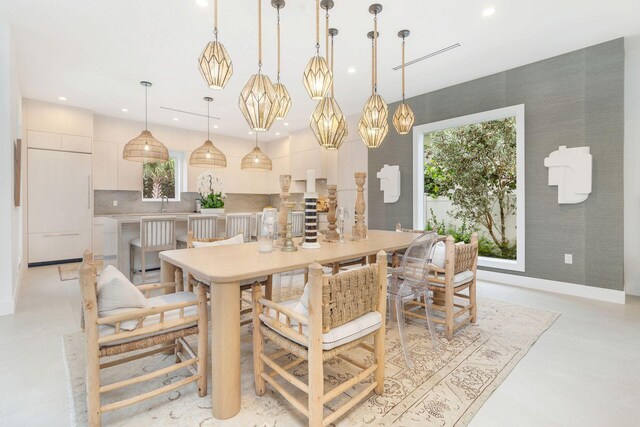 dining room featuring sink