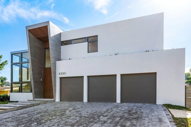 contemporary home with a garage