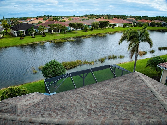 exterior space featuring a water view