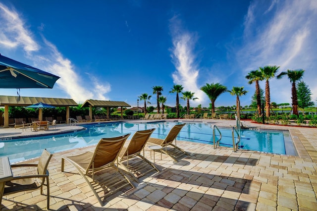 view of pool with a patio area