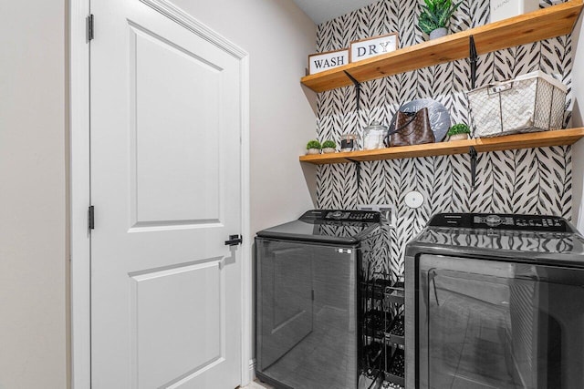 laundry area featuring washing machine and dryer