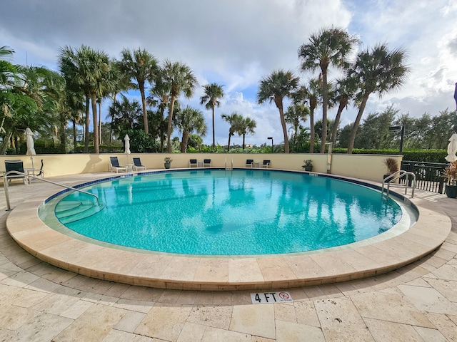 view of swimming pool featuring a patio