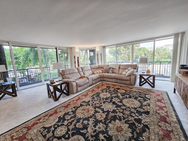 living room with light carpet