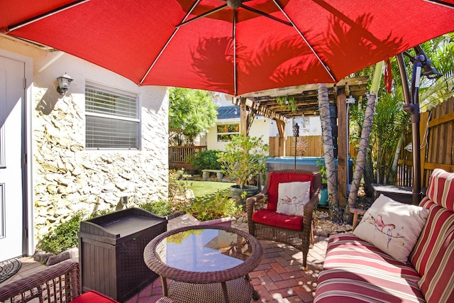 view of patio with a pergola