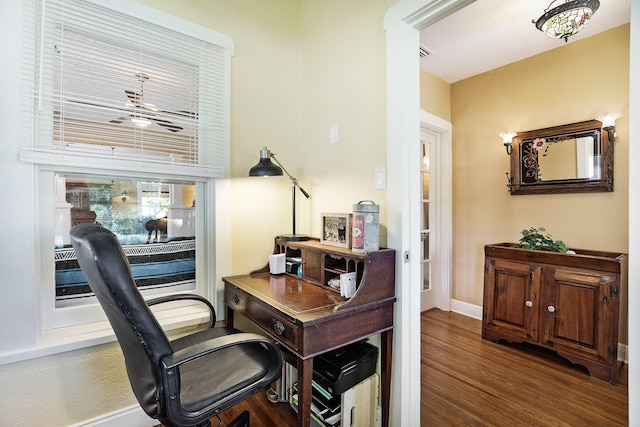 office area featuring dark hardwood / wood-style flooring