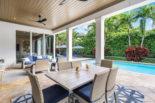 view of patio / terrace featuring outdoor lounge area and ceiling fan