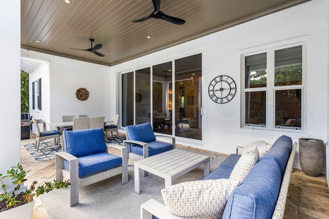 view of patio / terrace featuring outdoor lounge area and ceiling fan