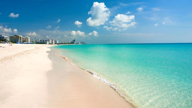 property view of water featuring a view of the beach