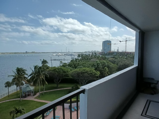 balcony with a water view