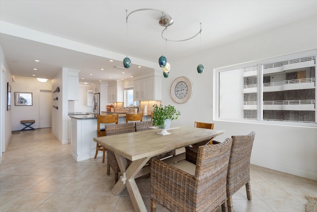 dining room with light tile patterned floors