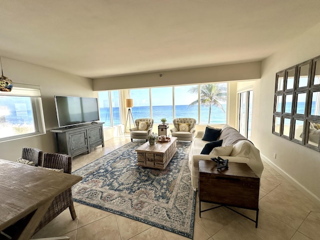 view of tiled living room