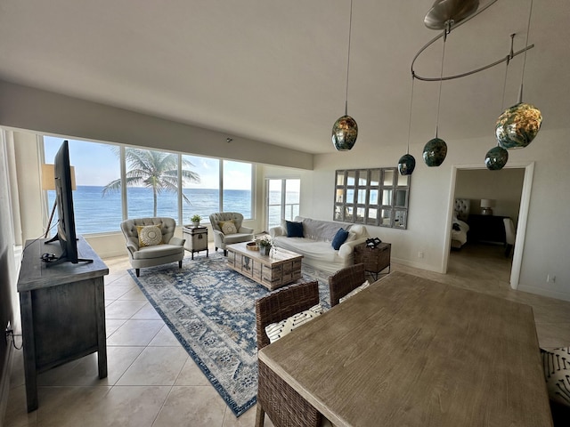 view of tiled living room