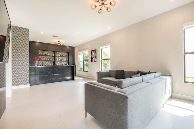 view of tiled living room