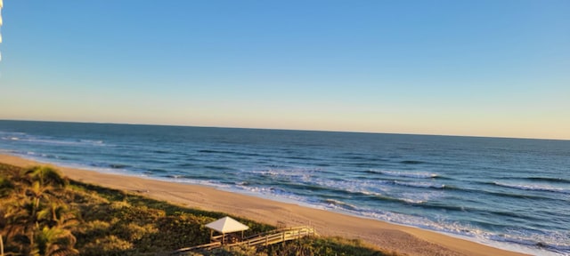 view of water feature featuring a beach view