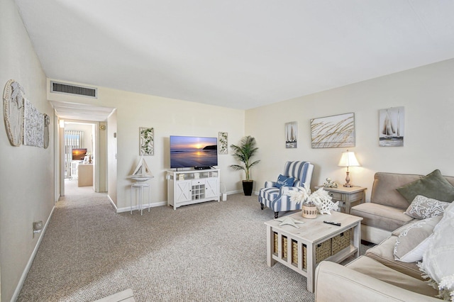 living room with carpet floors