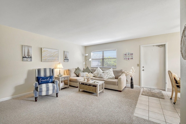 living room with light carpet