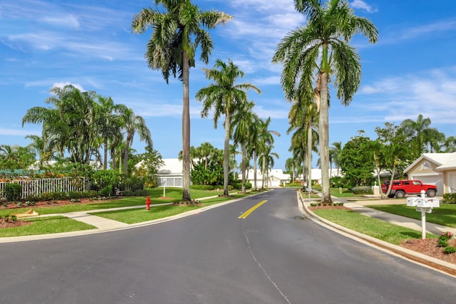 view of road featuring sidewalks