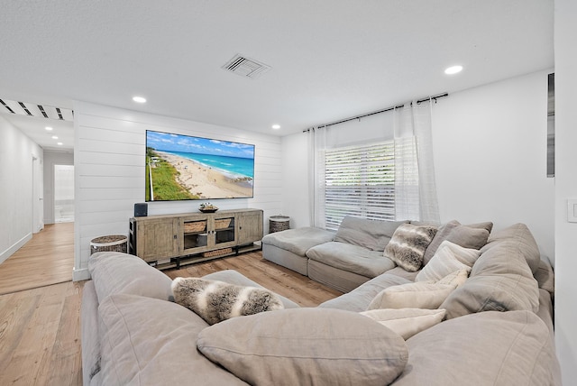 living room with light wood-type flooring