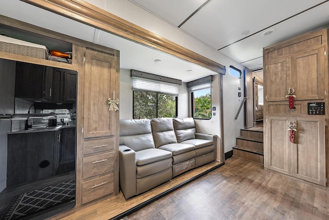 living room featuring dark hardwood / wood-style floors