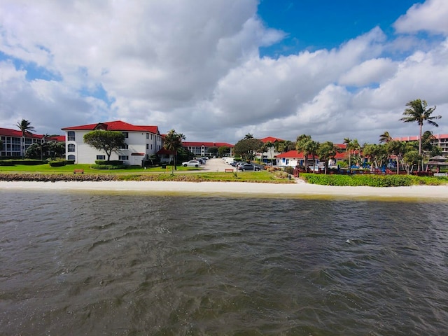 property view of water featuring a view of the beach