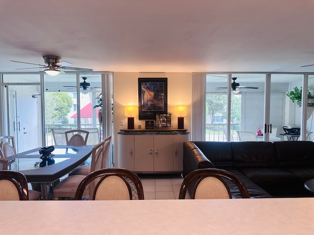 view of tiled dining room