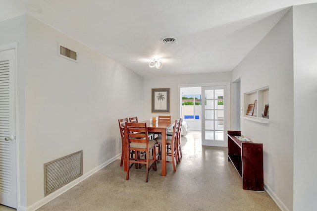 dining room featuring french doors