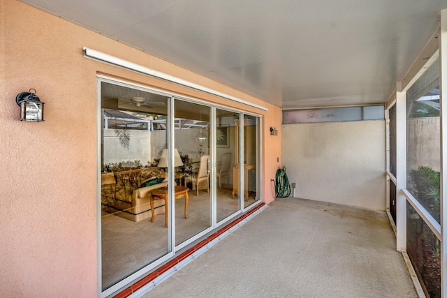 view of unfurnished sunroom