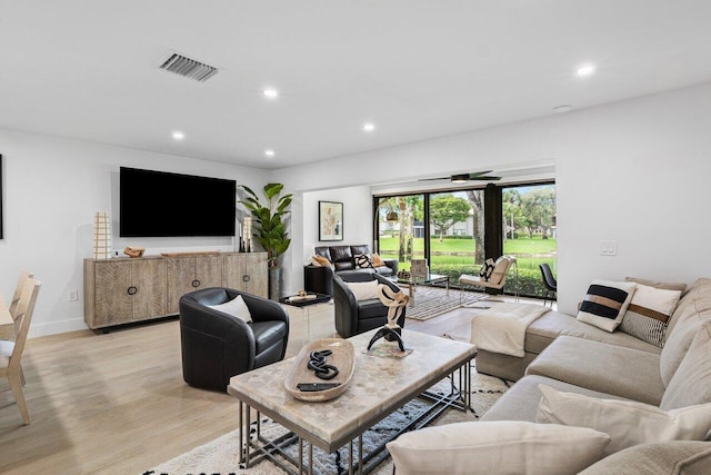 living room featuring light hardwood / wood-style floors