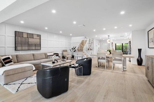 living room featuring light hardwood / wood-style floors