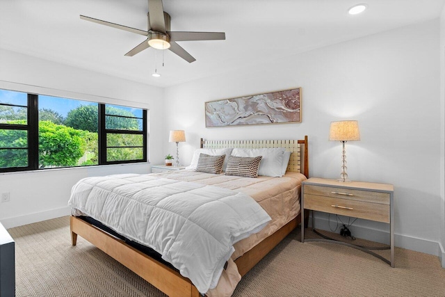 bedroom featuring ceiling fan