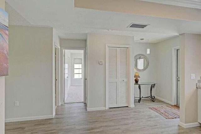 interior space with light hardwood / wood-style floors