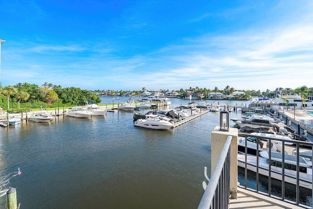 dock area featuring a water view