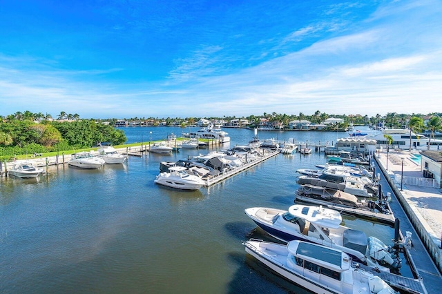 property view of water with a boat dock