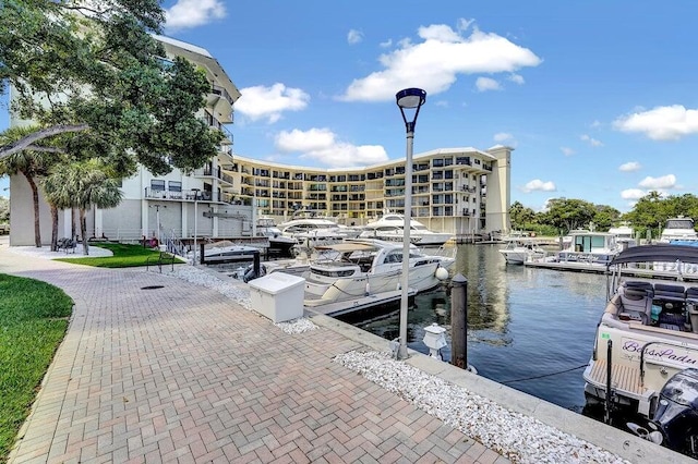 view of dock featuring a water view