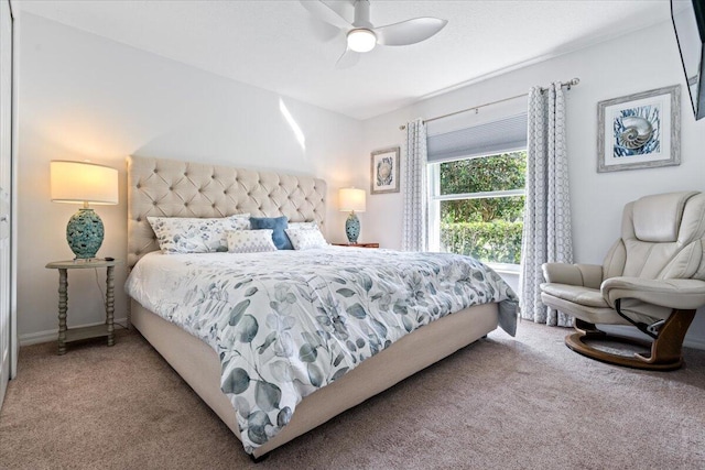 bedroom with carpet and ceiling fan