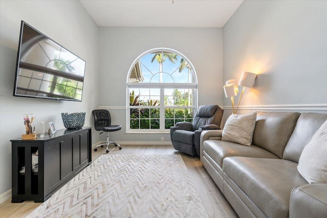 living room featuring light hardwood / wood-style floors