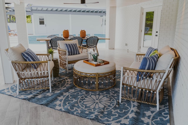 view of patio featuring an outdoor living space