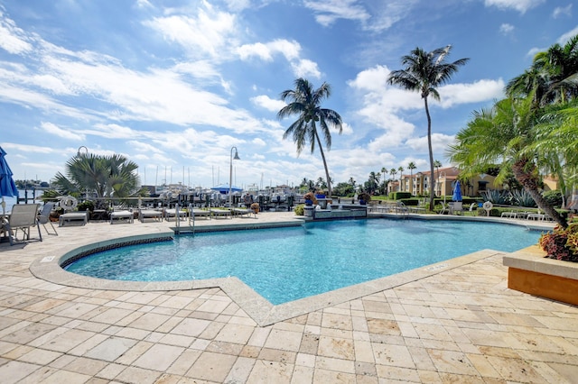 view of pool featuring a patio area