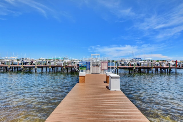 dock area featuring a water view