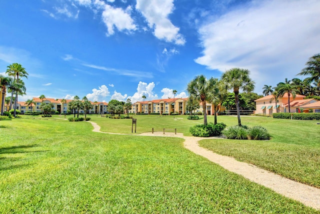 view of home's community with a yard