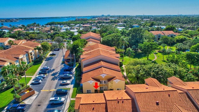 bird's eye view featuring a water view