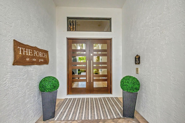 property entrance with french doors