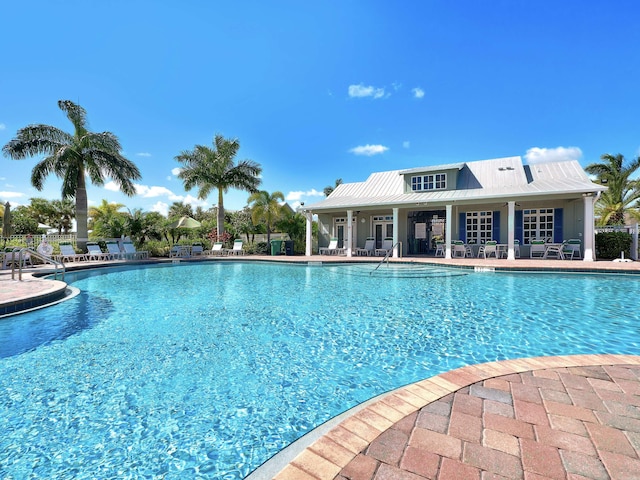 view of pool featuring a patio