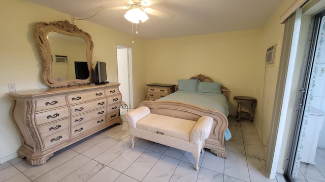 bedroom featuring ceiling fan