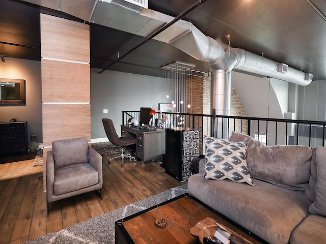 living room with hardwood / wood-style flooring