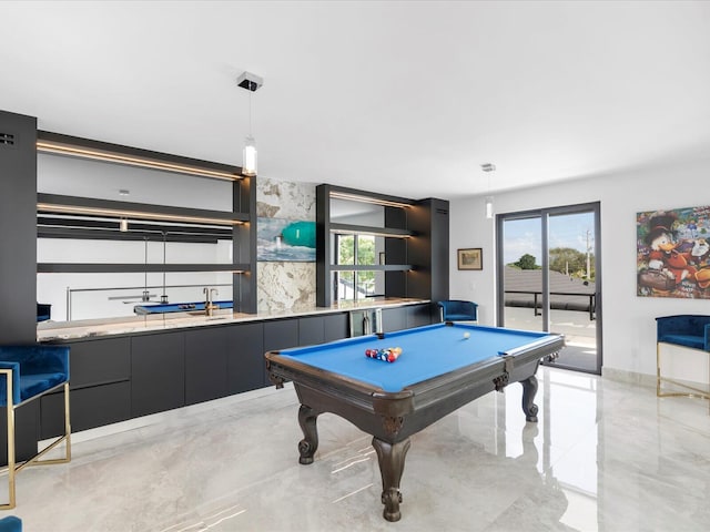 game room featuring pool table and a wealth of natural light